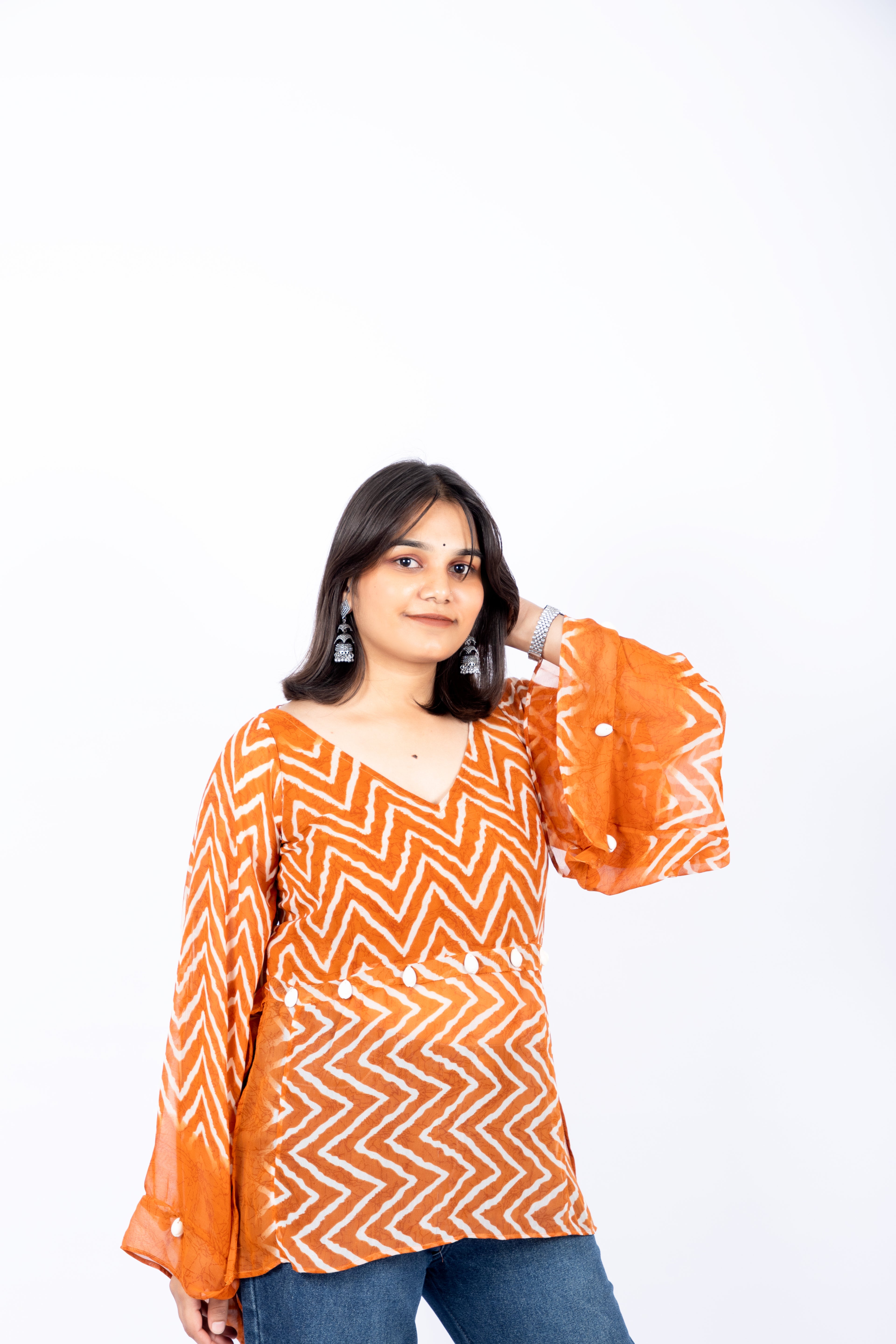 Chevron Print Oversized Shirt