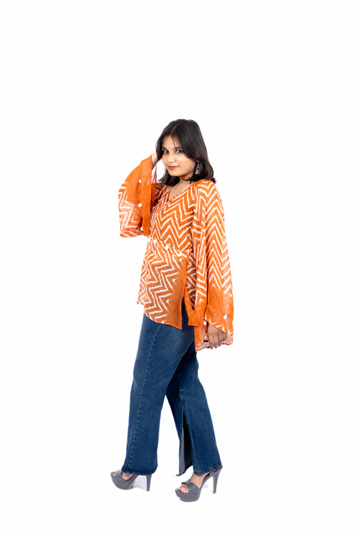 Chevron Print Oversized Shirt