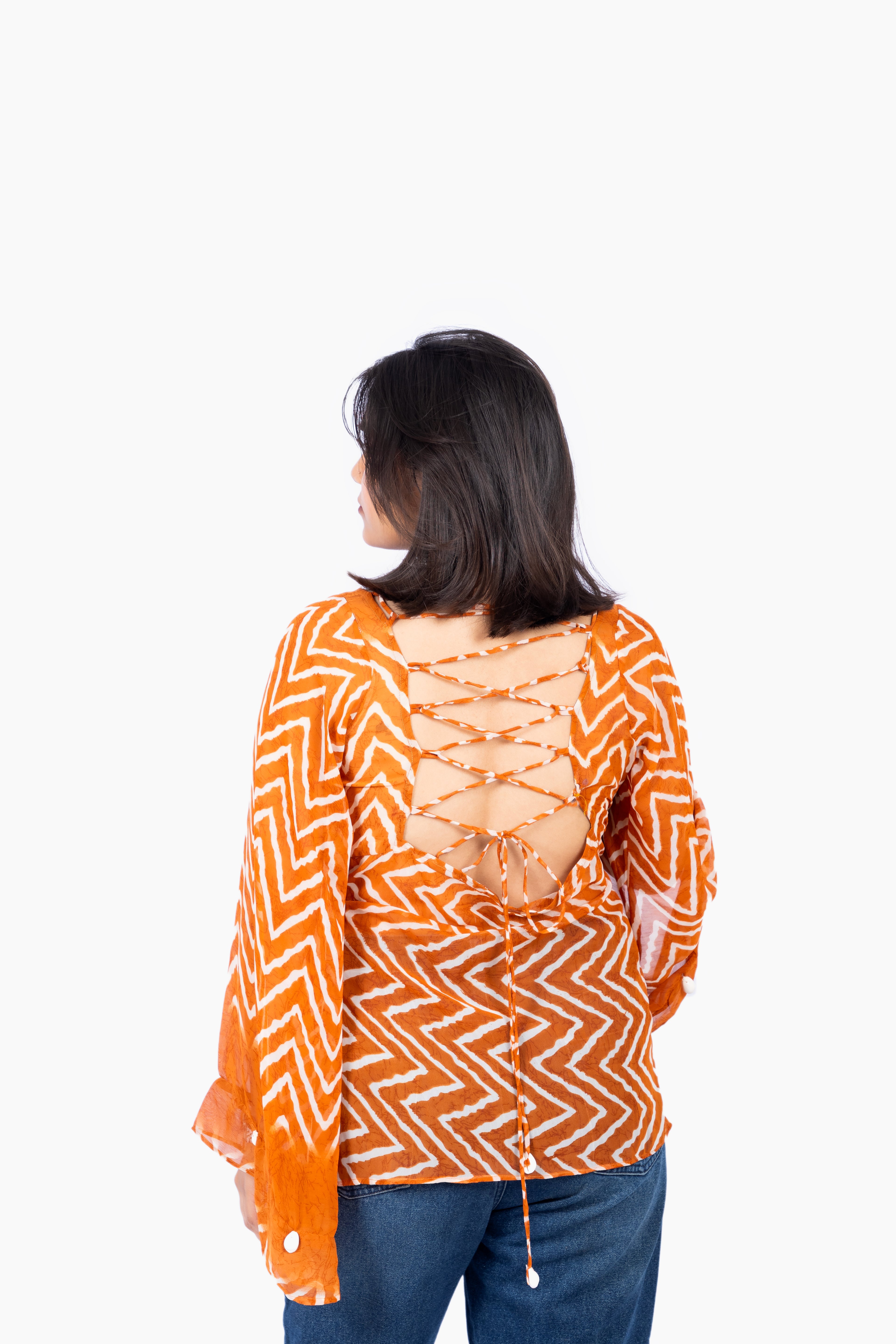 Chevron Print Oversized Shirt