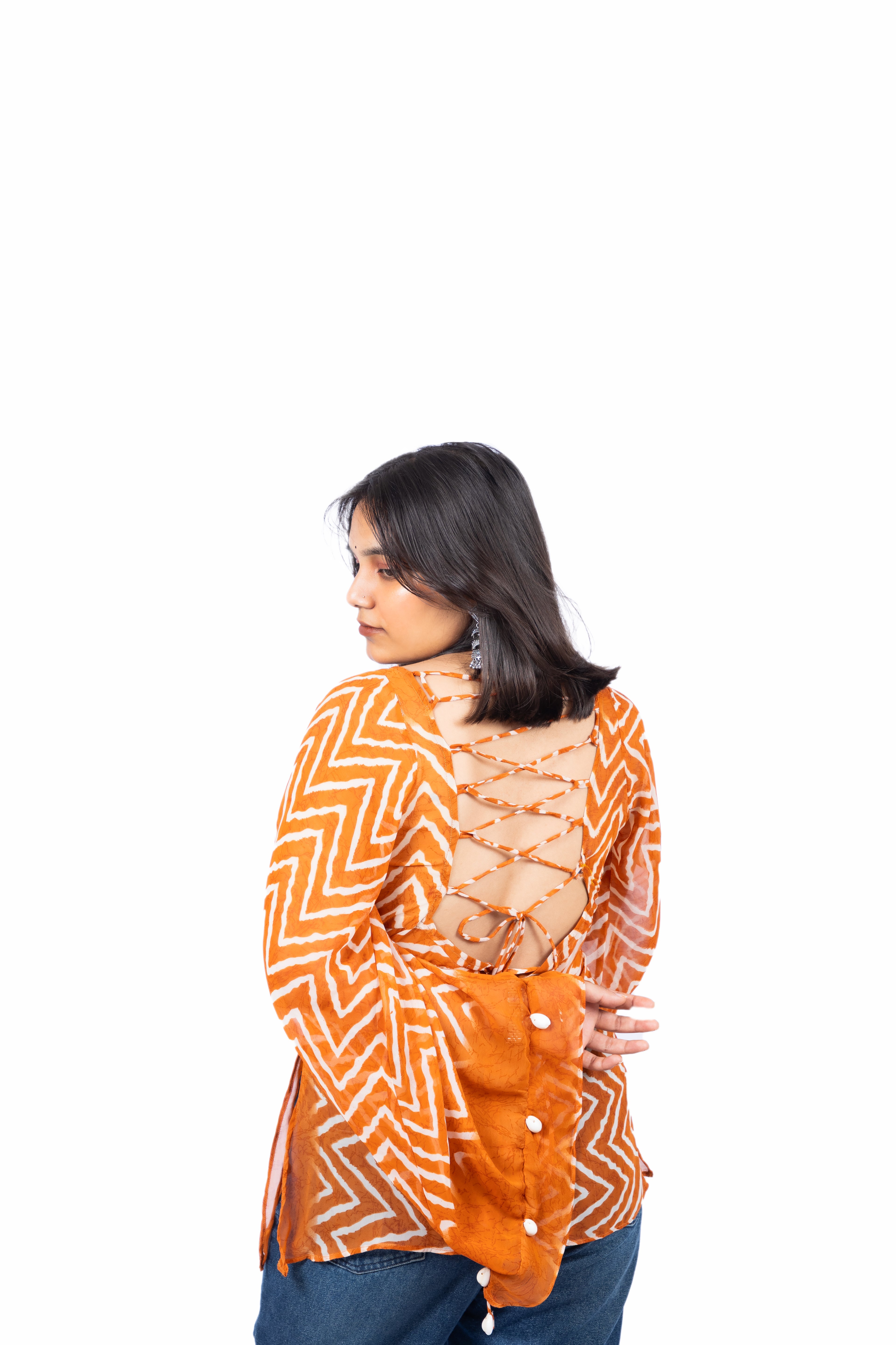 Chevron Print Oversized Shirt