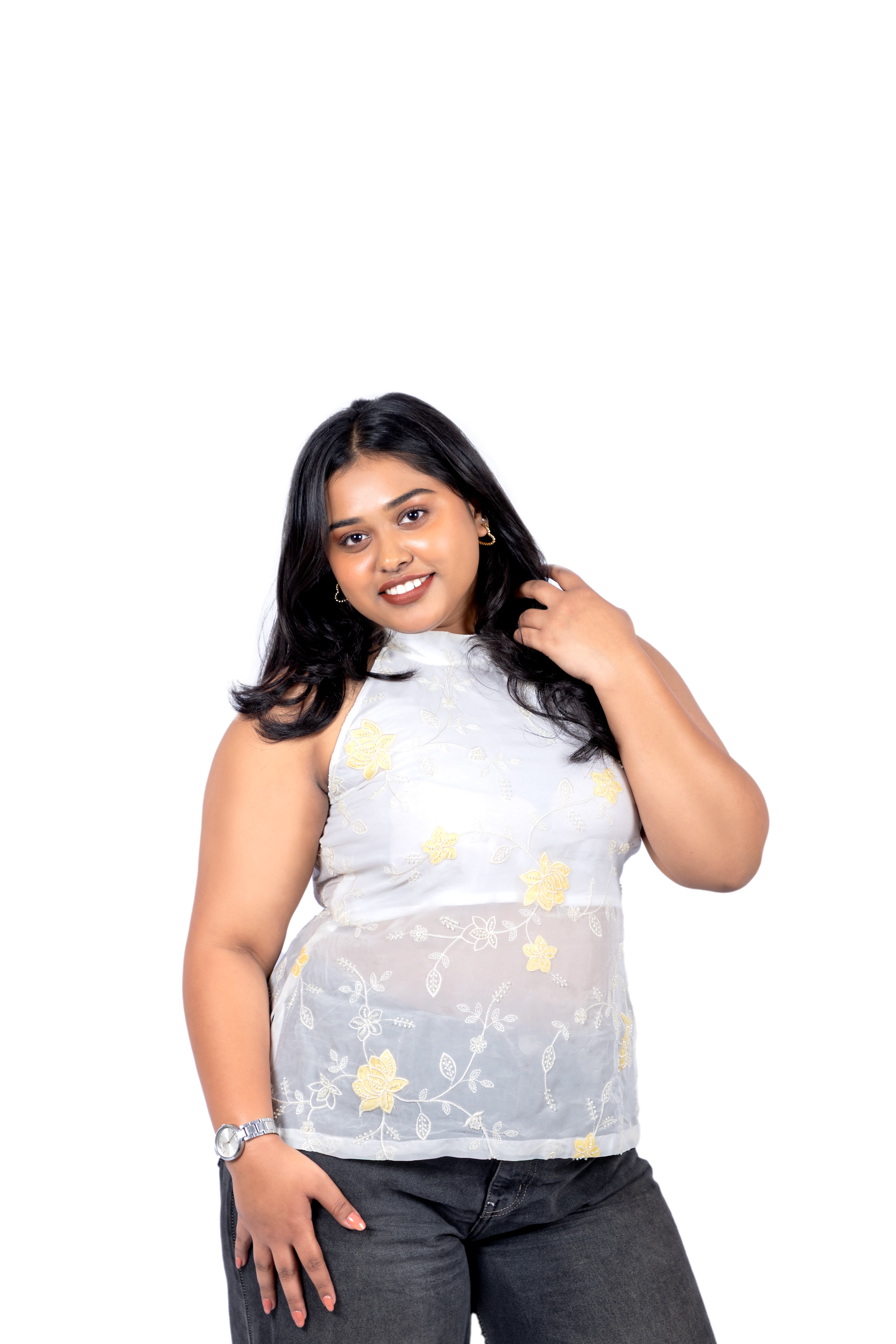 Floral Sheer Overlay Top