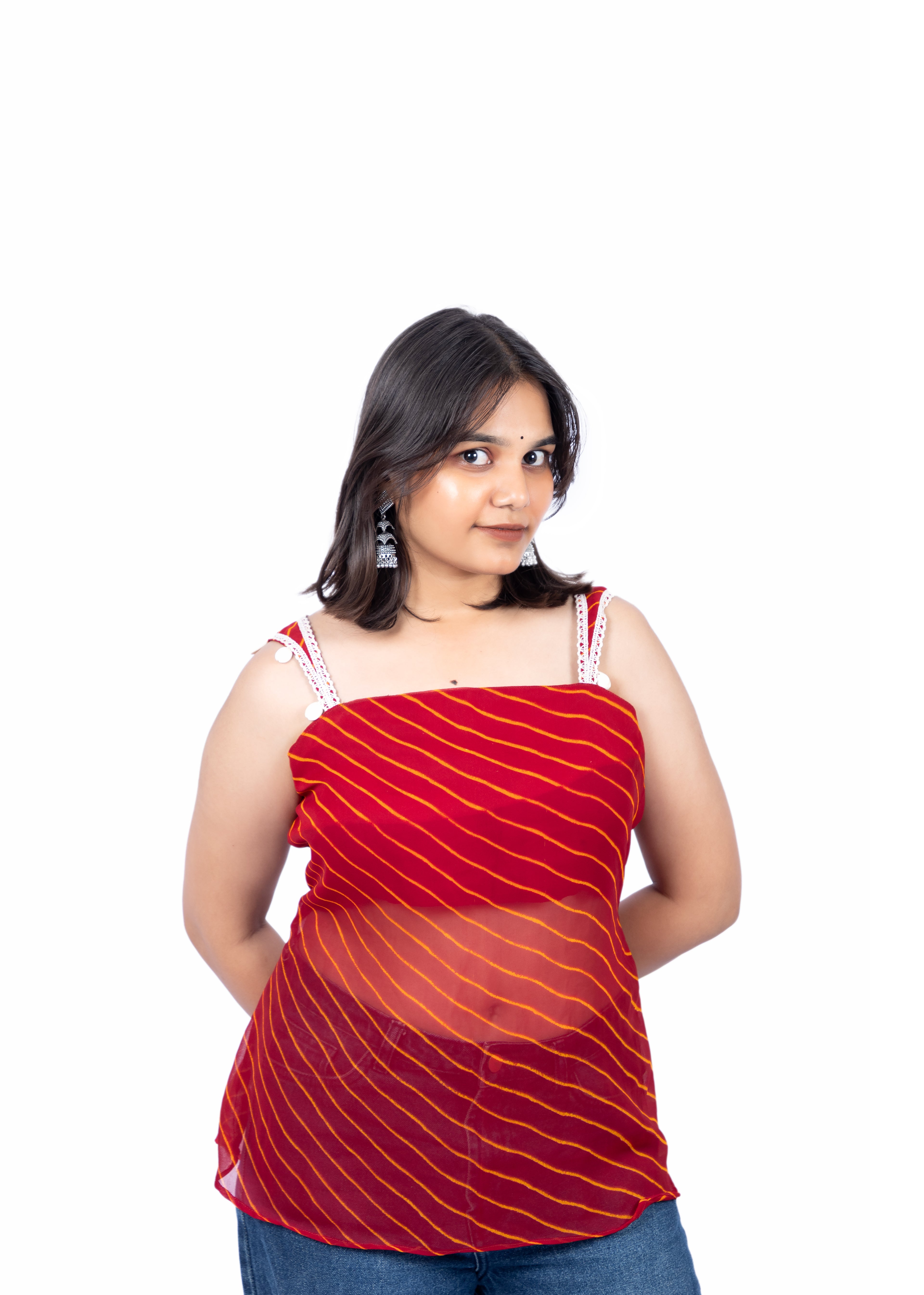 Leheriya Stripe Peplum Top