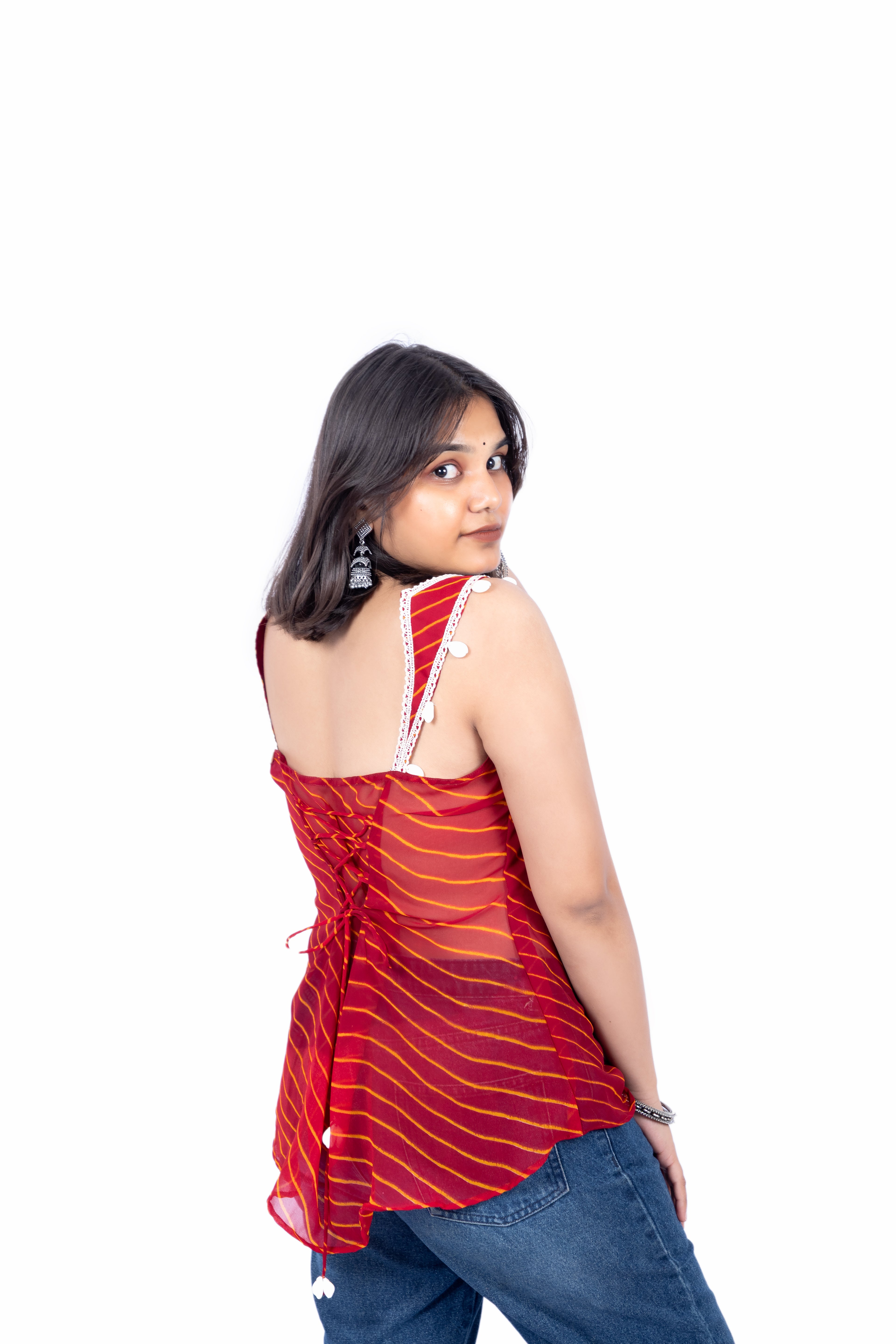 Leheriya Stripe Peplum Top