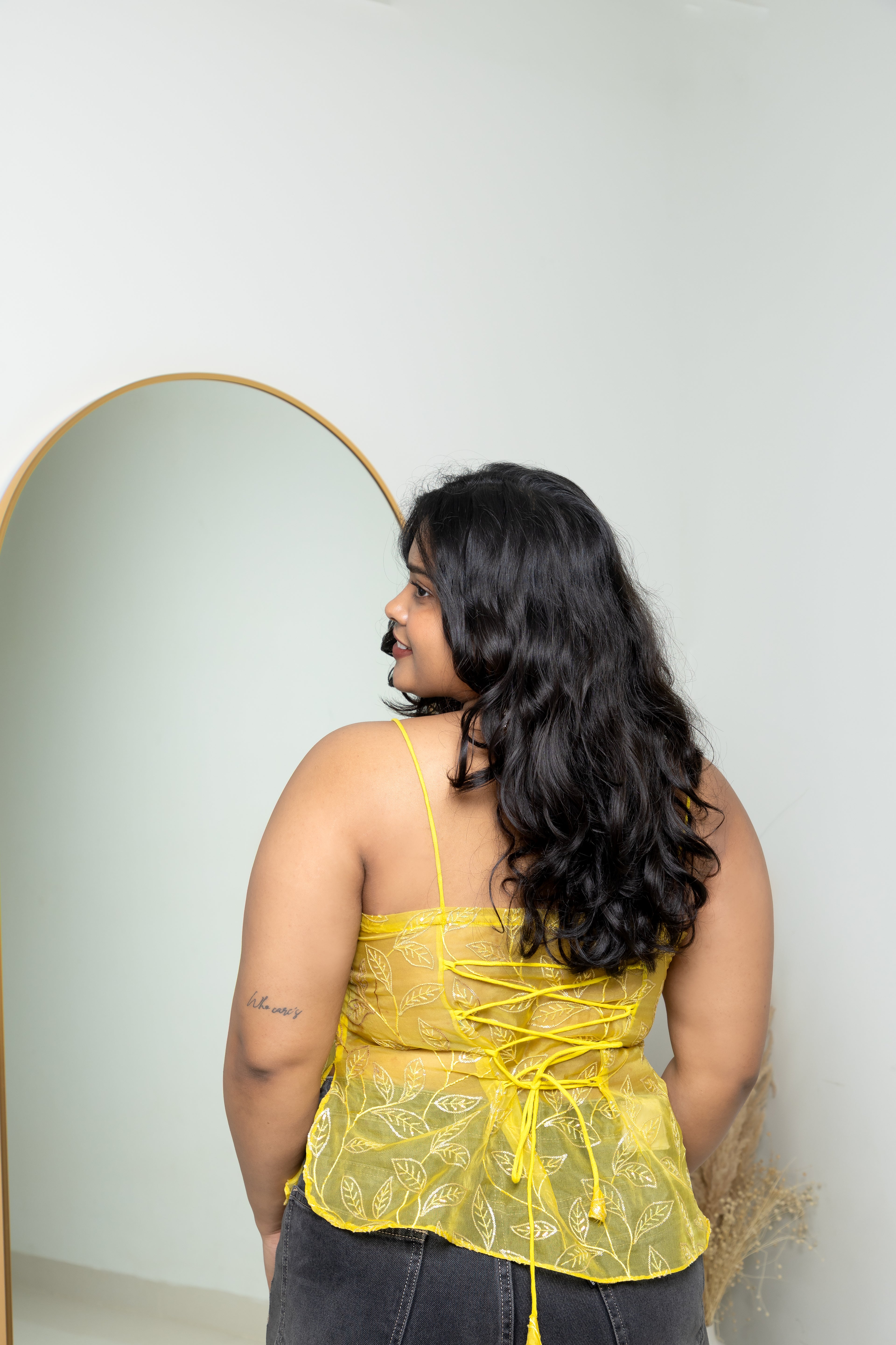 Haldi Bloom Embroidered Cami Top